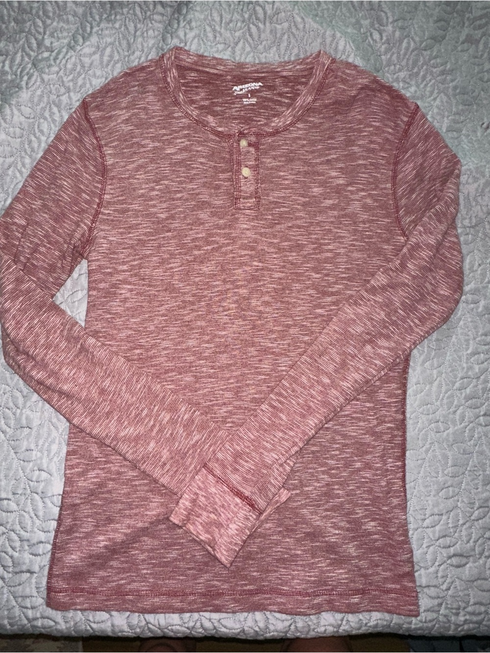 Arizona Jean Company Heathered Mauve Long Sleeve Henley